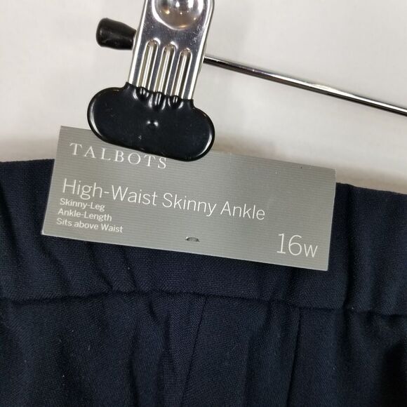 Talbots Women Plus High Waist Skinny Ankle Pants Size 16 W Navy Stretchy - Picture 5 of 9